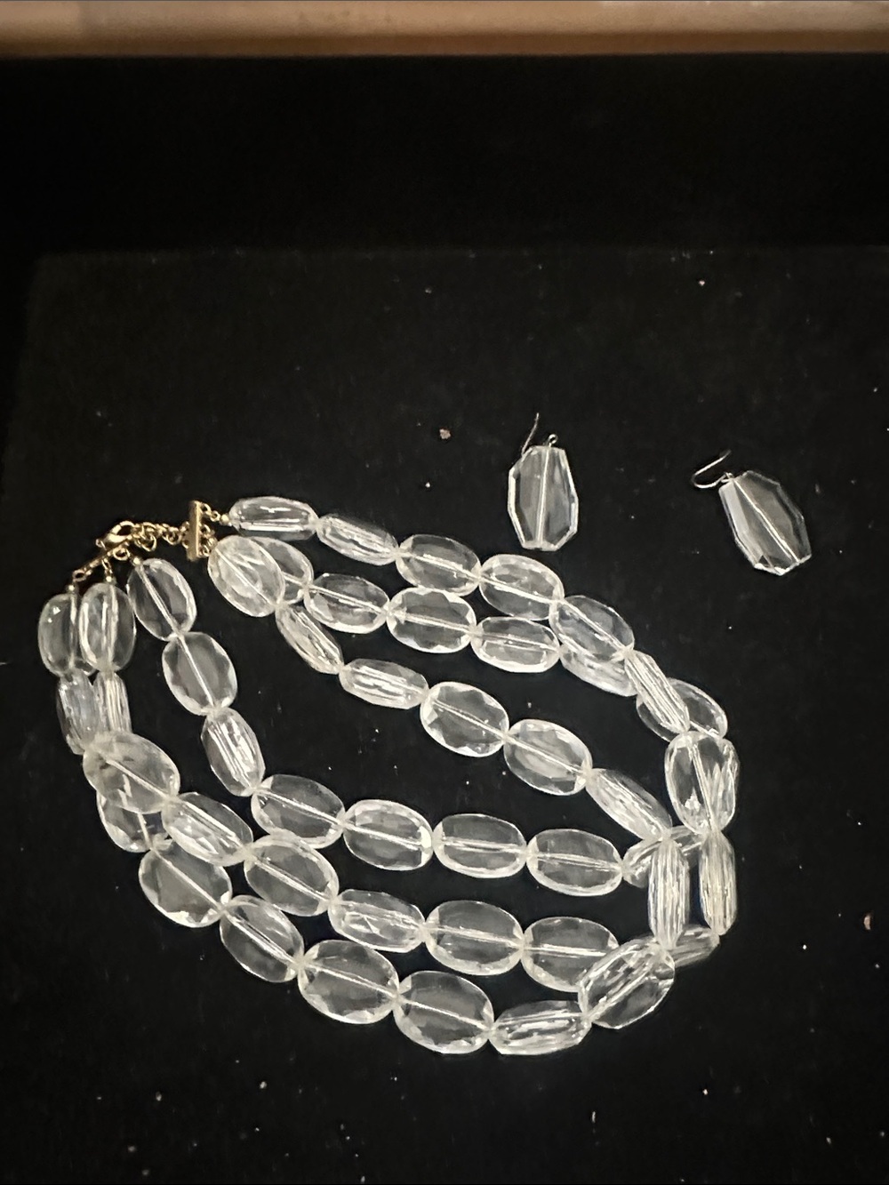 LOFT Clear Crystal Multi-Strand Bead Necklace with Matching Earrings